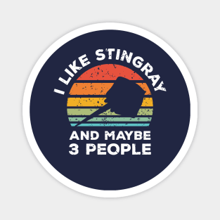 I Like Stingray and Maybe 3 People, Retro Vintage Sunset with Style Old Grainy Grunge Texture Magnet